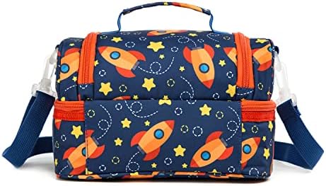 Insulated Kids Dual Compartment Lunch Bag, Star Rocket
