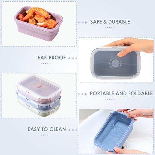 Mifoci 6 Pcs Collapsible Food Storage Containers with Lid, Morandi