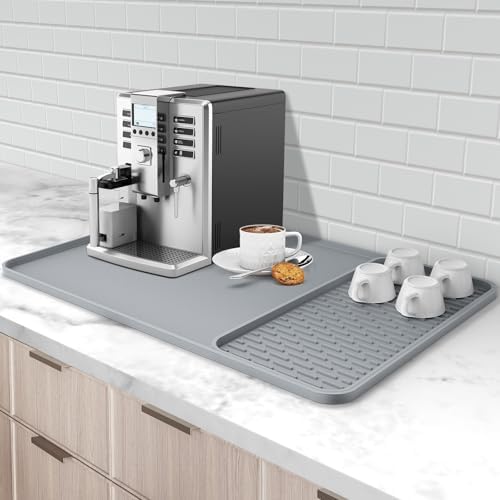 Silicone Coffee Mat, 24'' x 16'', Detachable Dish Drying Mat