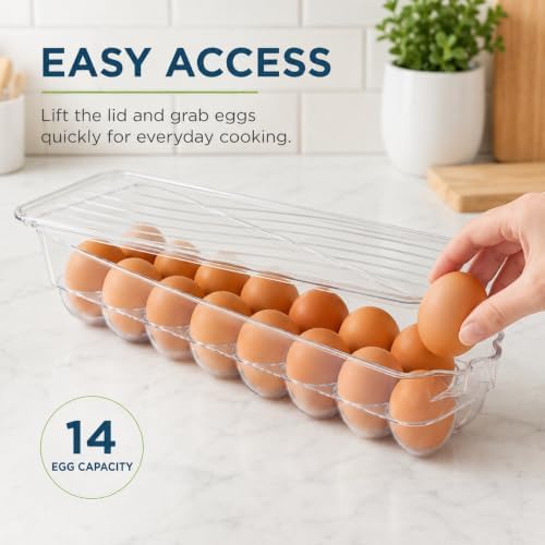 14-Egg Clear Refrigerator Holder with Lid