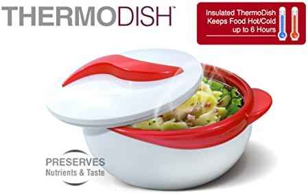 Pinnacle Insulated Casserole Dish with Lid 3 pc. Set 2.6/1.5/1 qt. Hot Pot Food Warmer/Cooler –Thermal Soup/Salad Serving Bowl- Stainless Steel Hot Food Container–Best Gift Set for Moms –Holidays Red