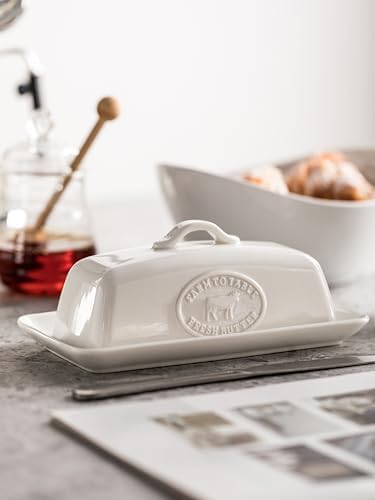 Cow Butter Dish, Ceramic Butter Dish with Lid for Countertop