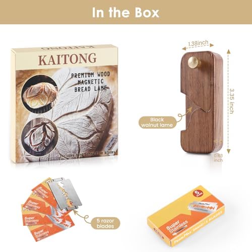 KAITONG Premium Magnetic Bread Lame Dough Scoring Tool, Wooden Hand