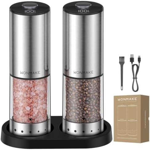Electric Type-C Rechargeable Salt and Pepper Grinder Set