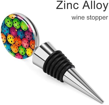 Pickleball Balls Colors Pattern Wine Stoppers for Wine Bottles Vacuum