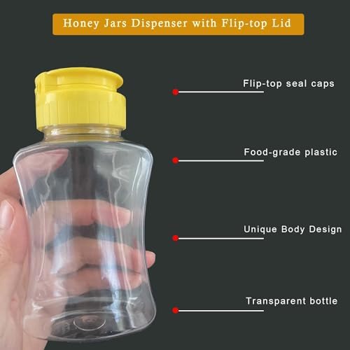 2 Pack Plastic Honey Bottles with Funnel, 180ml Squeeze Honey Jars