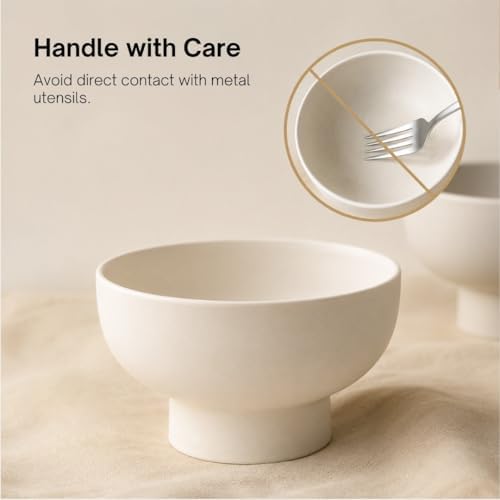 WENSHUO Pedestal Bowl, Decorative Ceramic Fruit Bowl, 6.7 in, Matte