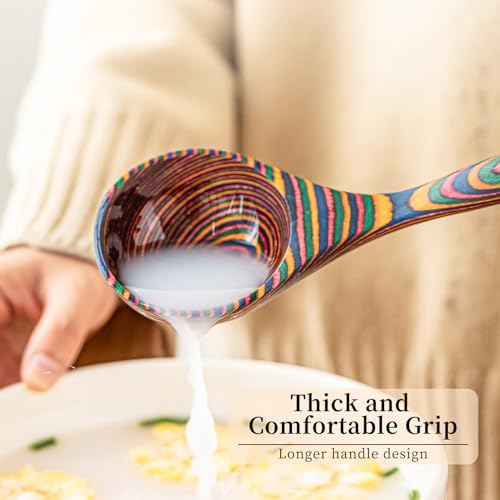 Gudamaye Pakkawood Rainbow Deep Soup Ladles,Pakkawood Ladle,10.6 inch