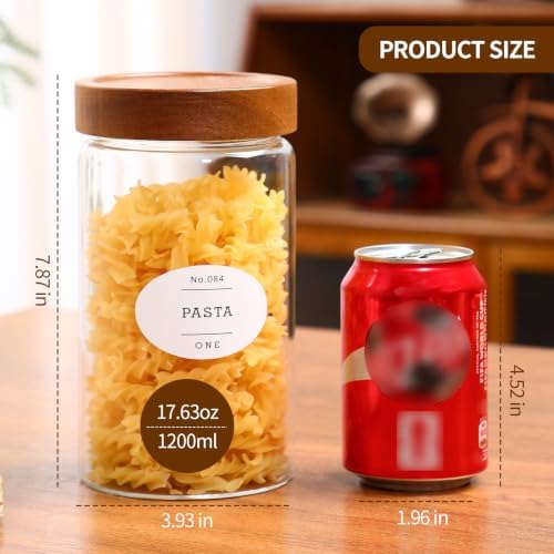 3 Pcs 40.5 oz/1200ml Glass Jars with Airtight Screw-On Wooden Lids