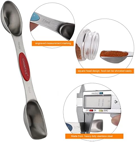 Magnetic Measuring Spoons Set 8 Dual Sided Stainless Steel Measuring
