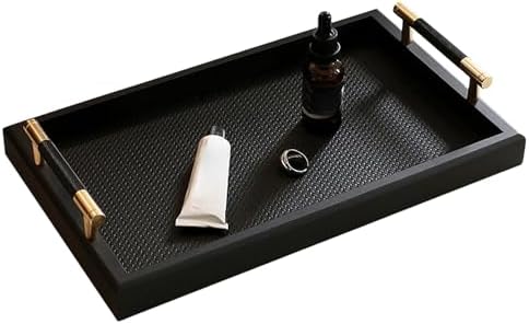 Modern Elegant Wood Serving Tray, Rectangle Decorative Tray Coffee