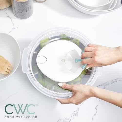 COOK WITH COLOR Collapsible Salad Spinner - 4 QT Space Saving Lettuce Dryer with Folding Collapsible Colander Great for Washing and Drying Fruit and Vegetables (Grey)