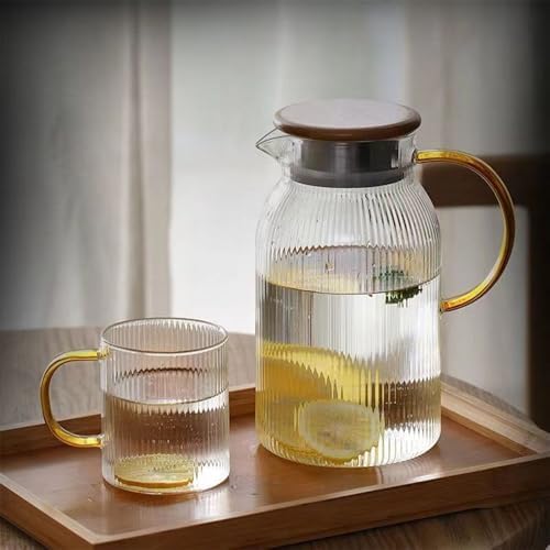 Drinking 1500ml Glass Water Pitcher with Handle Lid