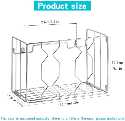 YQh Wall Mount Kitchen Wrap Organizer Rack, Cabinet Storage Basket, Aluminum Foil Rack, Mounts to Solid Cabinet Doors or Walls, Tall Basket Door Mount Cabinet Organizer