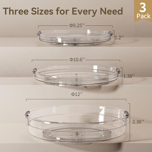 LAMU 3 Pack Lazy Susan Organizer, 9.25'' 10.6'' 12''