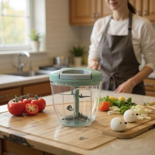 Manual Food Processor Vegetable Chopper, Portable Hand Pull String