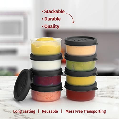 Condiment Cups Containers with Lids- 8 pk. 1.3 oz.Salad Dressing