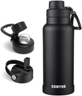 40 oz Insulated Water Bottle 2 Lids Stainless Steel Vacuum Flask