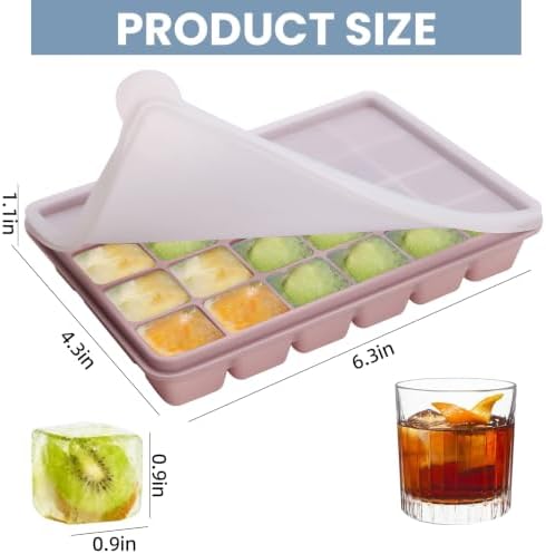 4-Pack Silicone Ice Cube Trays with Lid, Easy Release Ice Cube Molds