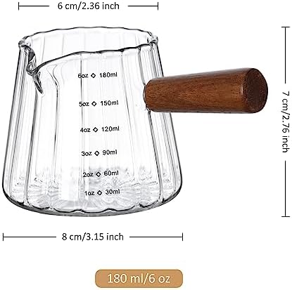 Joeyan 6 oz Glass Measuring Cups with Spout,Borosilicate Glass Triple