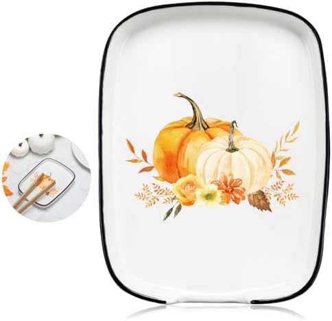 Teenyyou Fall Autumn Ceramic Spoon Rest 5.8" Pumpkin Utensil Holder