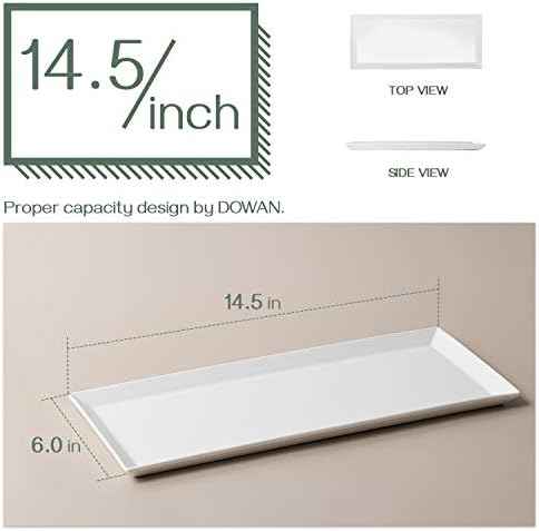 DOWAN 14.5" Rectangular Plates Set of 4 - Long Serving Trays for