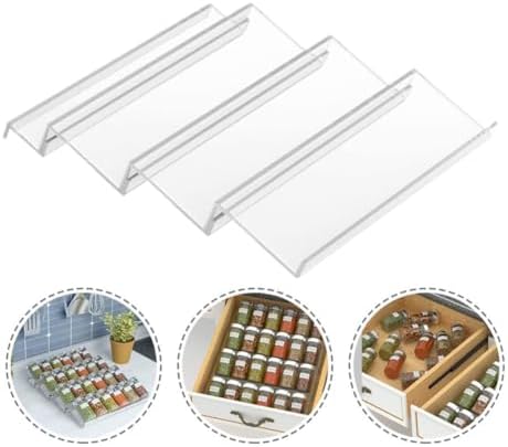 Expandable Acrylic Spice Rack Organizer for Tiered Drawer Storage