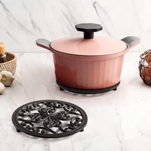 Coloch 2 Pack Cast Iron Trivet, 7.1 Inch Round Metal Trivet with