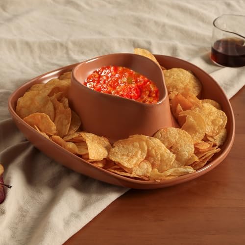Chip and Dip Serving Set Bowl Cowboy Hat Chips and Salsa Serving Dish Brown.