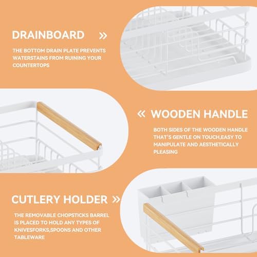 BRIAN & DANY Stainless Steel Dish Drying Rack, White