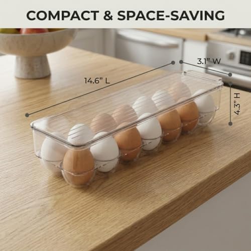 American Dream Egg Holder for Refrigerator, 14 Eggs, Clear