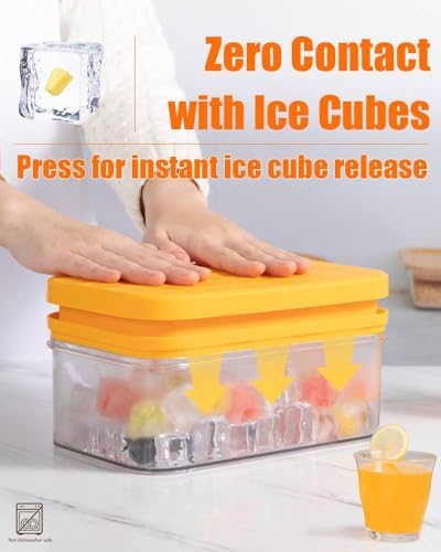 Brigii Ice Cube Tray with Lid & Storage Bin, 56 Cubes Ice Trays for