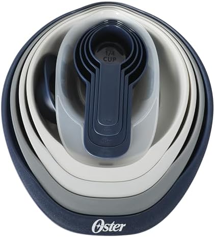 Oster 12 Piece Nesting Mixing Bowl Set, 3 Bowls with Lids & 6