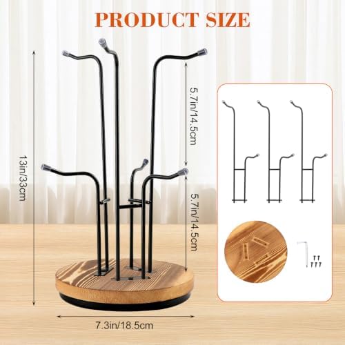 Mug Holder Tree, 360° Rotating Large Coffee Cup Rack, Cup Holder Stand