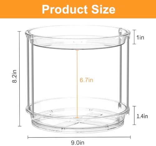 360 Rotating Makeup Organizer, 2-Tier Clear Vanity Tray