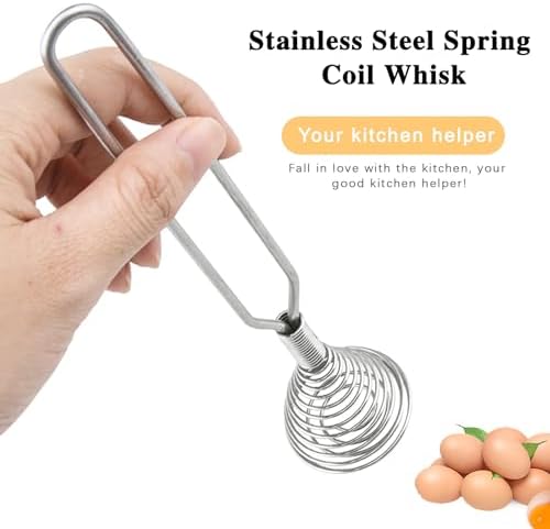 French Whisk 2 Pack Stainless Steel Spring Coil Egg Beater Hand Mixer