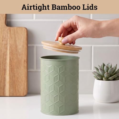 Kitchen Canisters for Countertop Set of 4, Textured Iron w/ Airtight