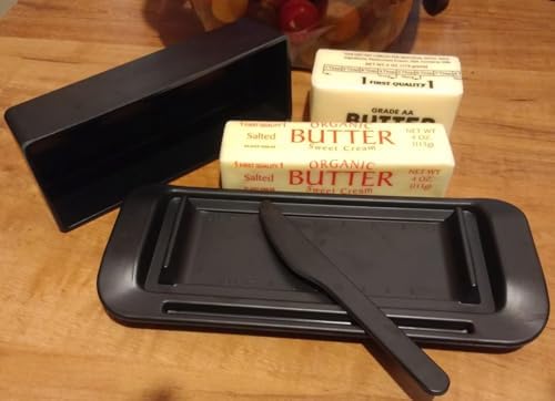 Bamboo Butter Dish with Lid and Knife,Small Butter Keeper for One