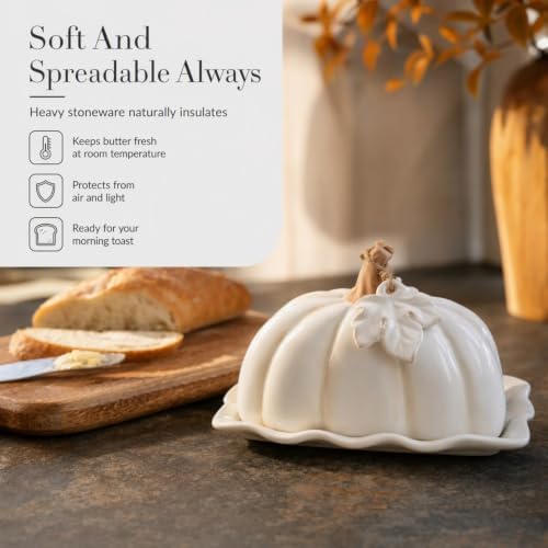 Mud Pie Pumpkin Butter Dish With Lid, Fall and Thanksgiving Butter