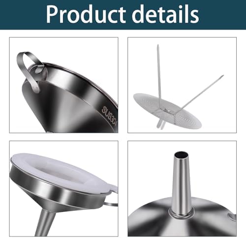 5 Pack Funnels for Filling Bottles Stainless Steel