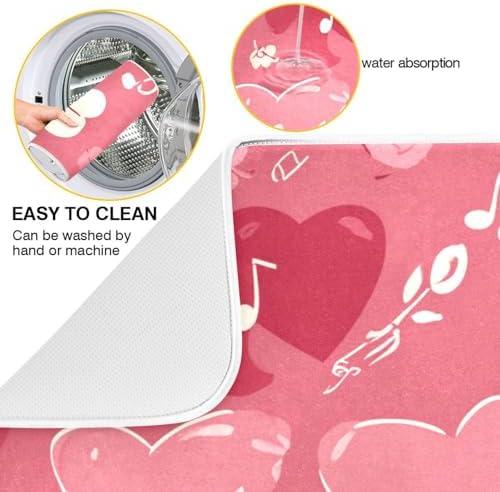 OTVEE Romantic Music Art Dish Drying Mat for Kitchen Counter Absorbent