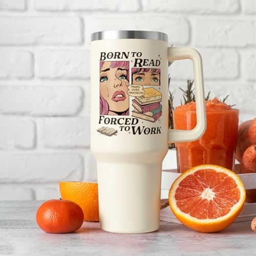 Funny Book Lovers Gifts for Women 40oz Tumbler with Handle and Straw