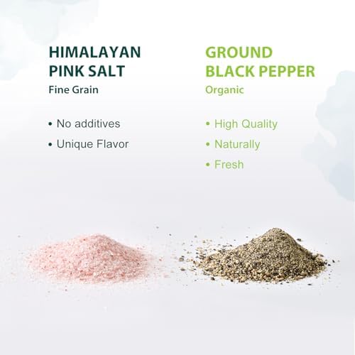 Soeos Pink Salt 39 Oz and Organic Ground Black Pepper 18oz