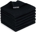Kitchen Towels 6-Pack Kitchen Dish Cloths,100% Cotton,12x12 In,Black