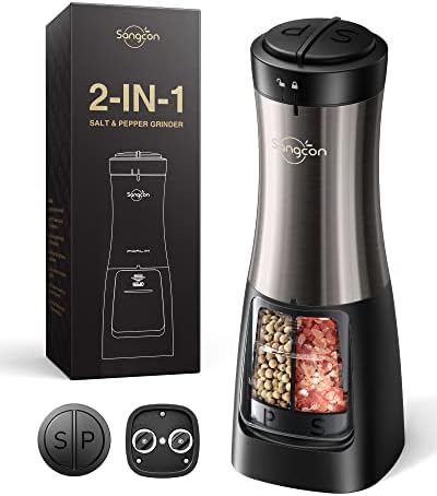 Sangcon 2-in-1 Electric Salt and Pepper Grinder with LED Light
