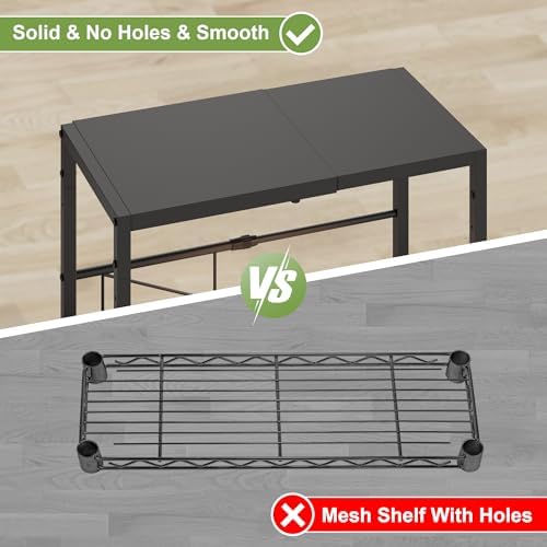 Expandable-Metal-Storage-Shelves-For-Pantry Kitchen Garage, 120lbs Heavy Duty Shelving Units For Small Appliance For Countertop Cabinets, Adjustable Shelf Organizer Riser Rack For Closet Warehouse