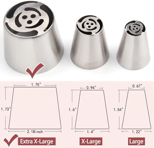 6PCS Extra Large Russian Piping Tips Set, Stainless Steel Flower Icing