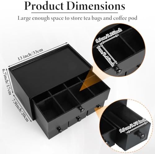 AceOrbit Wooden Tea Box Organizer with Drawer Wooden Coffee Pod