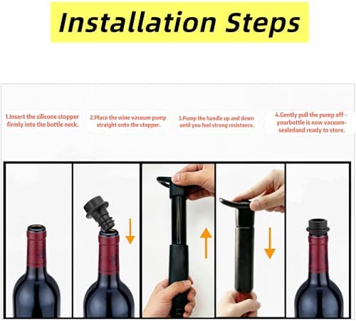 Vacuum Wine Saver Pump with 12 Reusable Bottle Stoppers | Manual Wine