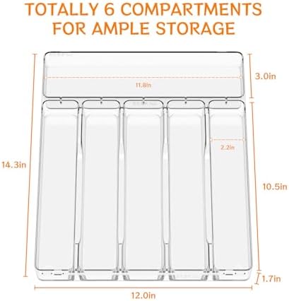 Clear Silverware Organizer for Kitchen Drawers,BPA Free Cutlery Drawer